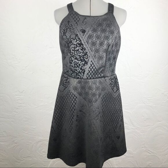 Maurice’s Black Skater Dress with Lattice Scroll - Picture 1 of 16
